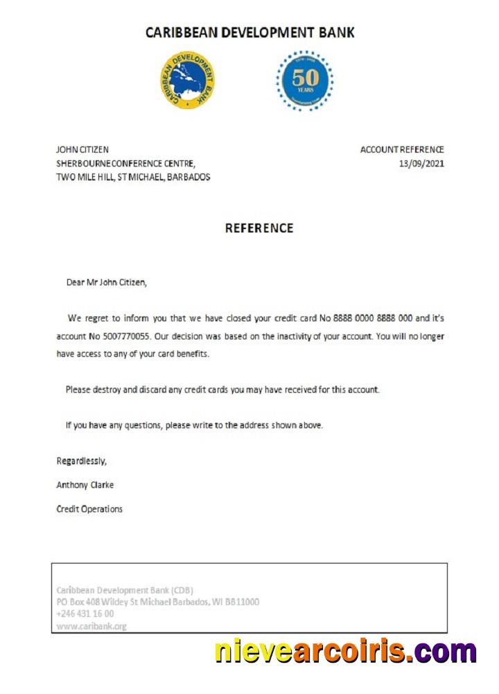 Barbados Caribbean Development Bank closure reference